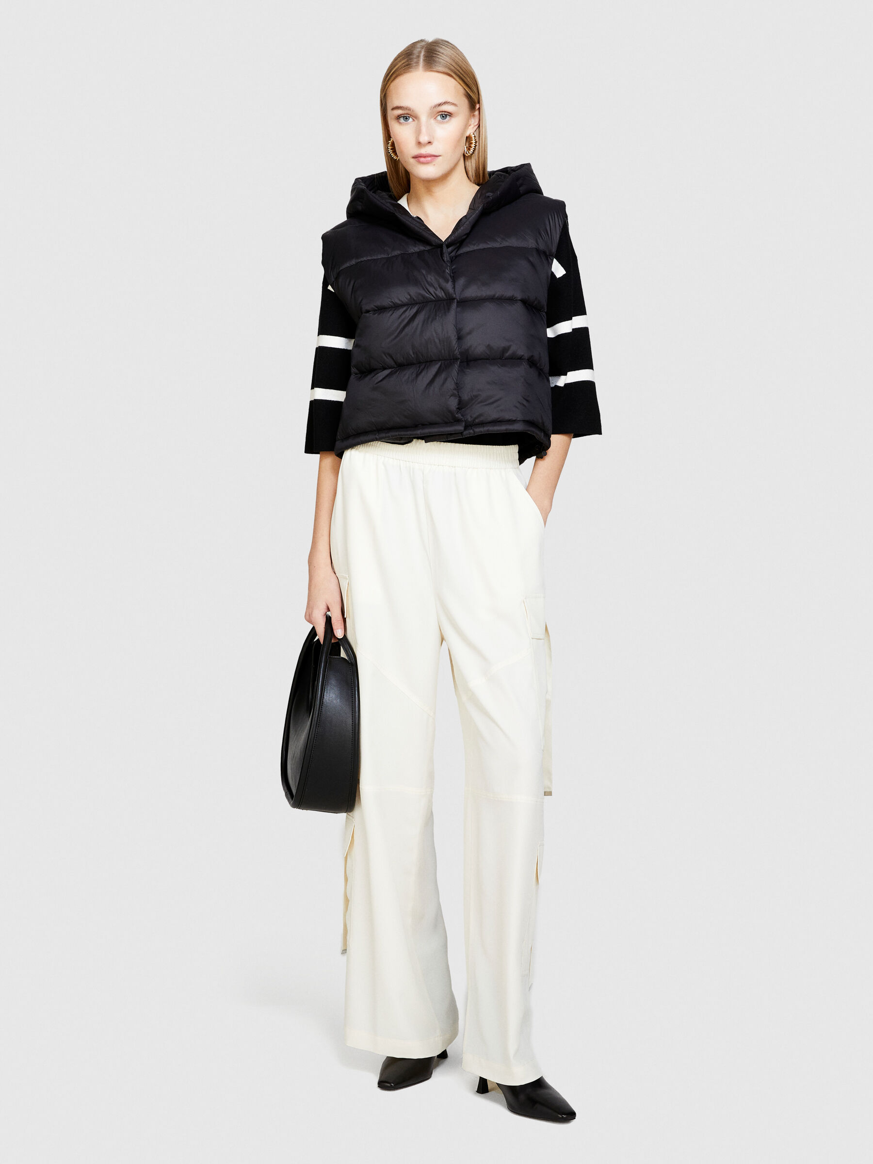 Sleeveless jacket with hood, Black - Sisley