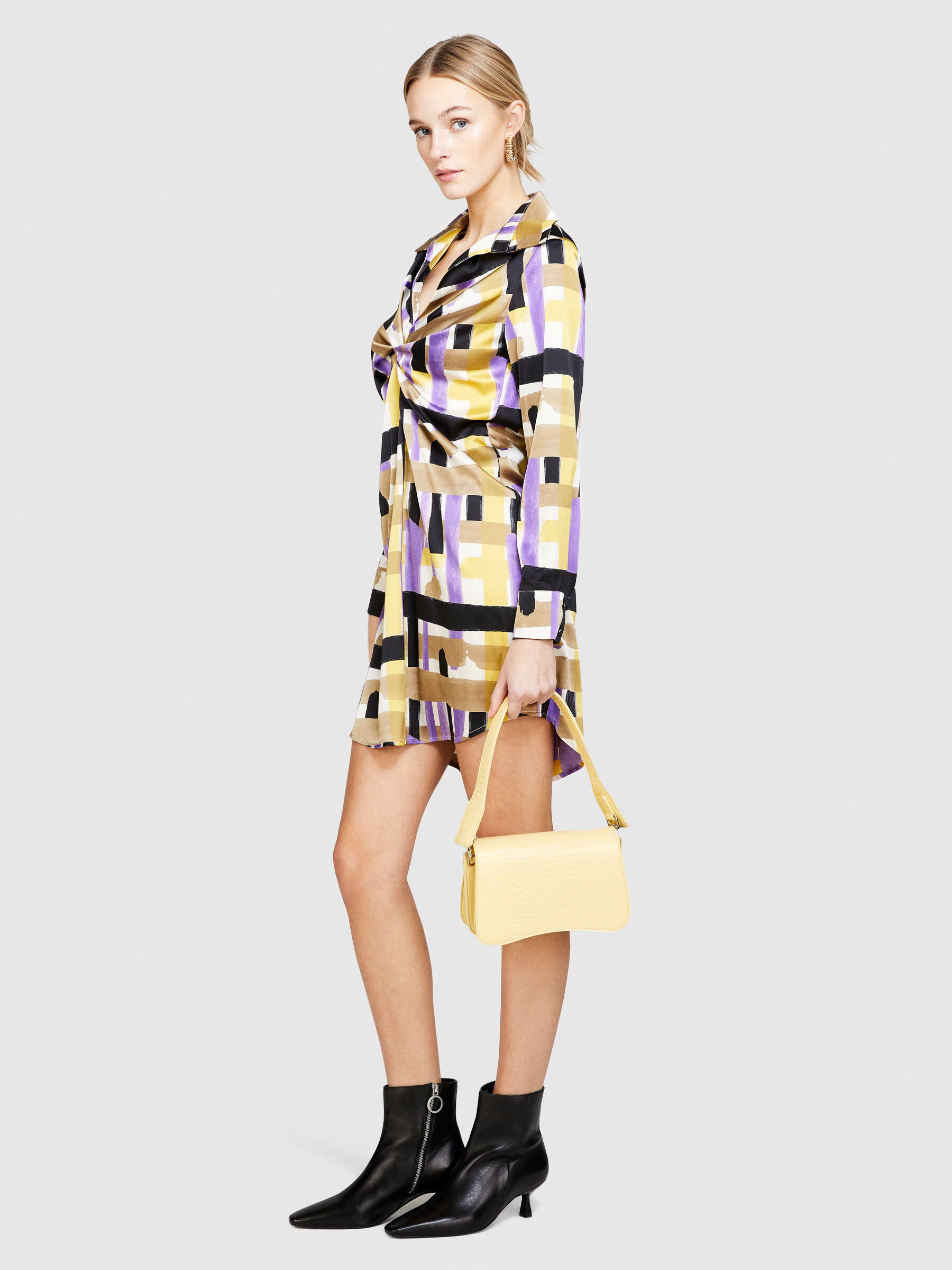 Dress in printed satin Women image number null