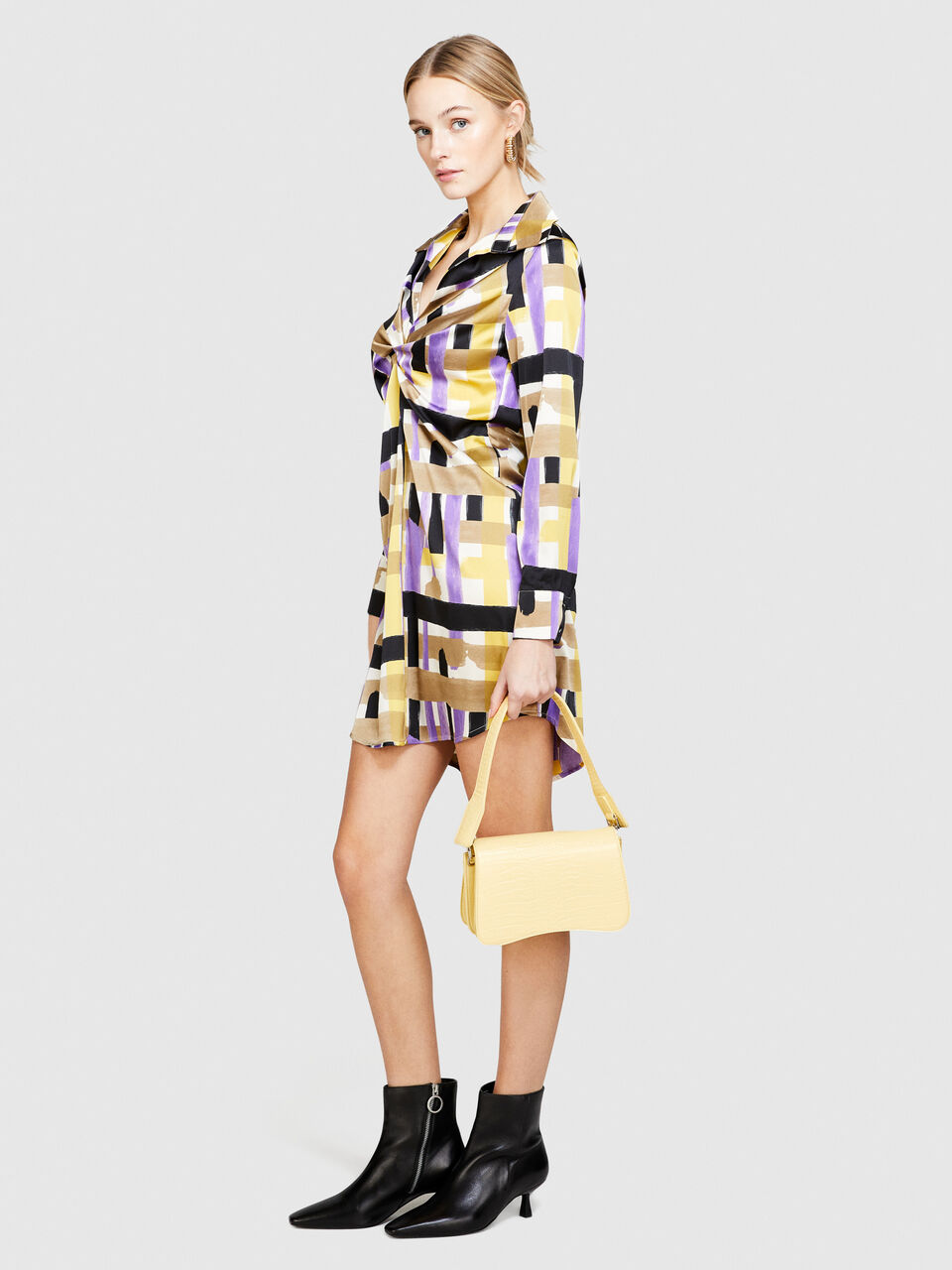Dress in printed satin Women image number null