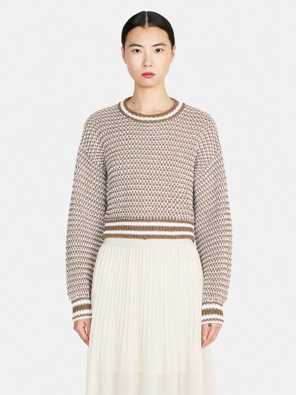 Crochet look sweater - women's crew neck sweaters | Sisley