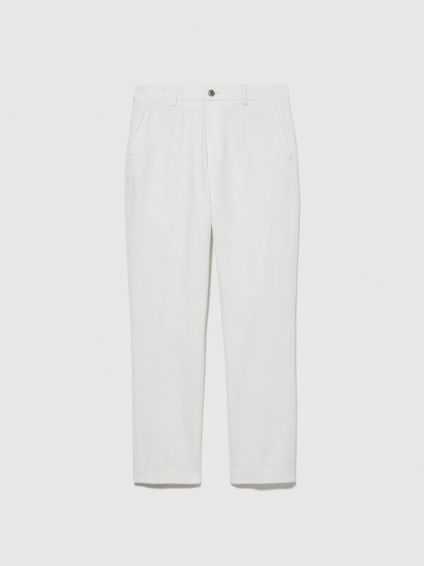 Cream white slim comfort fit trousers - men's slim fit trousers | Sisley