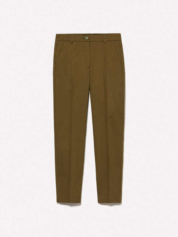 Military green regular fit chinos  - women's chino trousers | Sisley