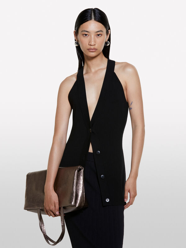 Black knit vest - women's tops | Sisley