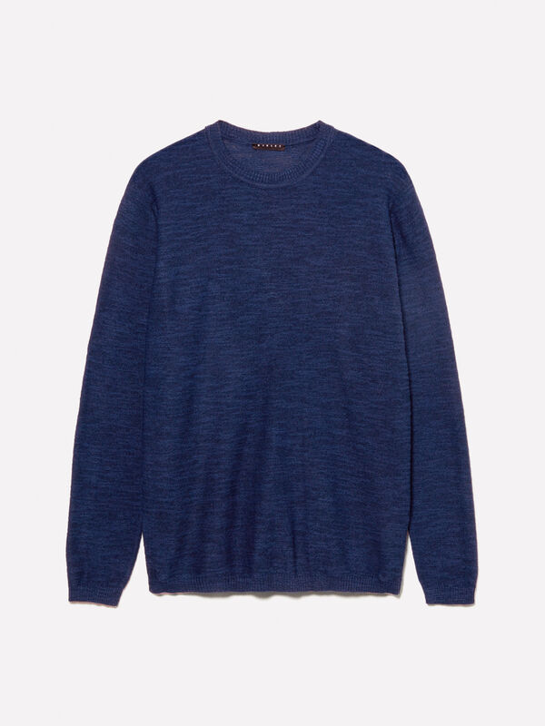 Dark blue melange top - men's crew neck sweaters | Sisley