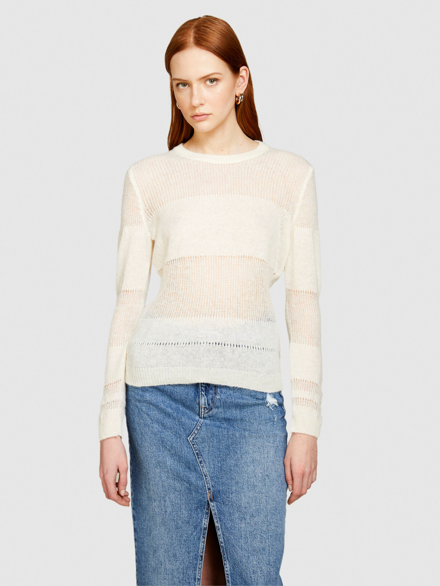 Alpaca blend sweater, Creamy White - Sisley