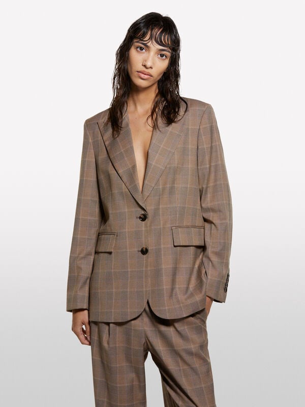 Beige check blazer  - women's blazers | Sisley