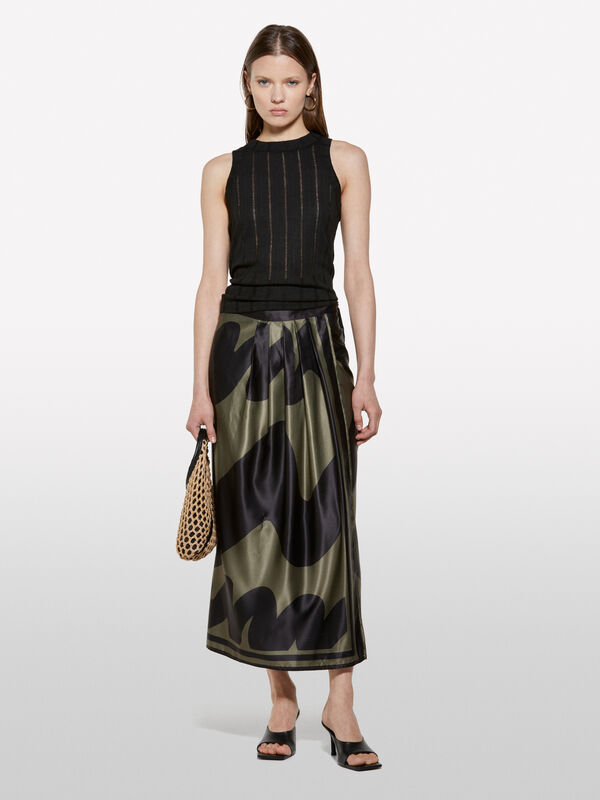 Black slim fit tank top with ribbed knit - women's tops | Sisley