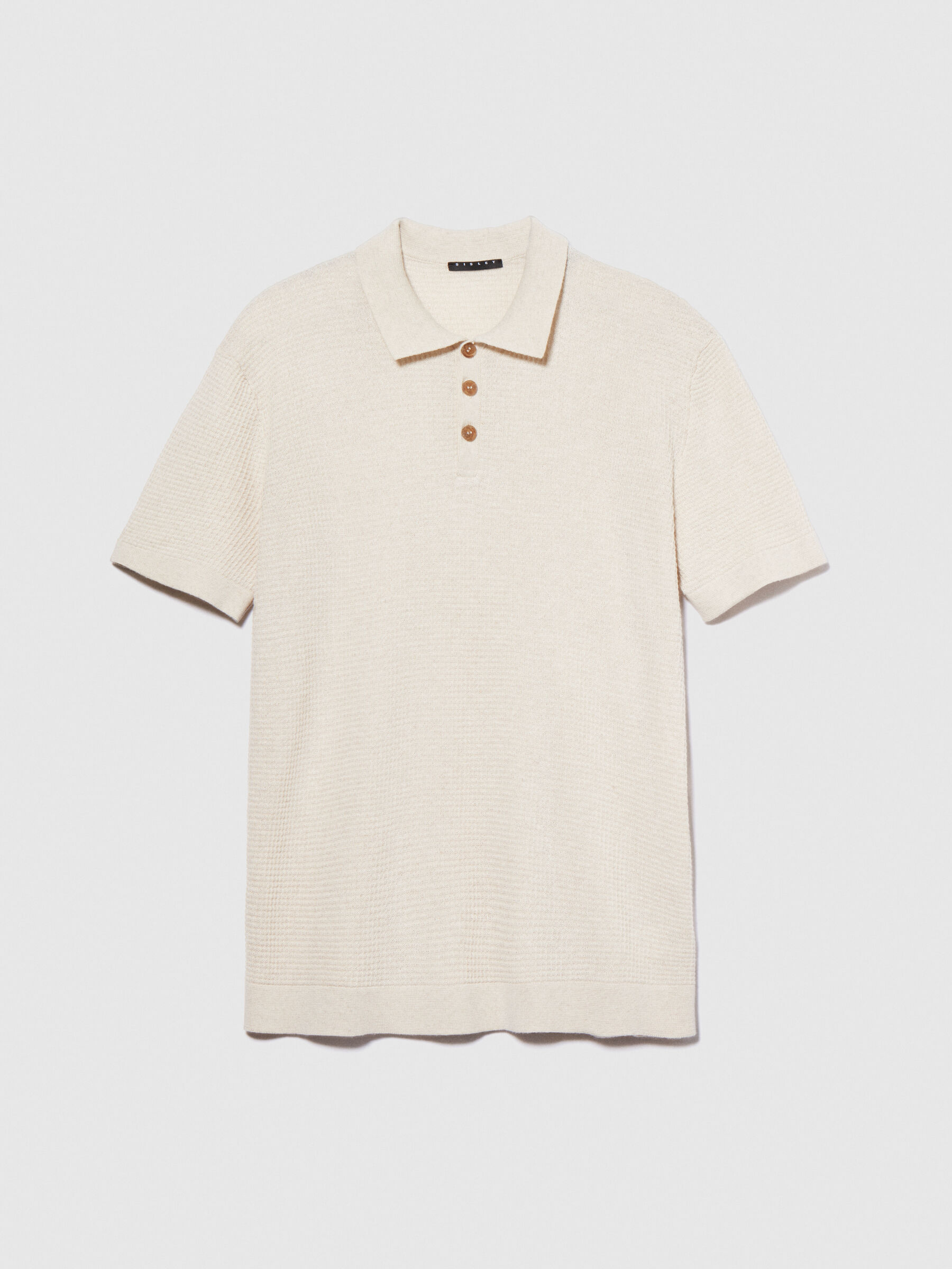 Knit polo, Creamy White - Sisley