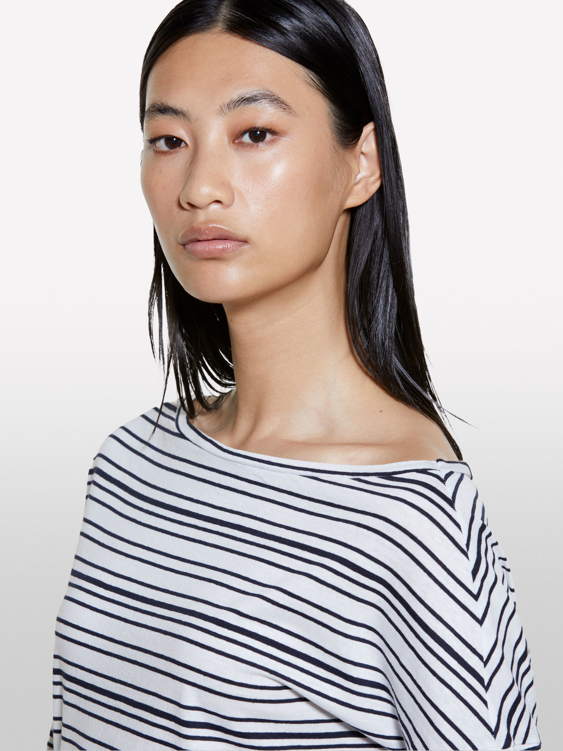 Striped t-shirt with boat neck Women image number null