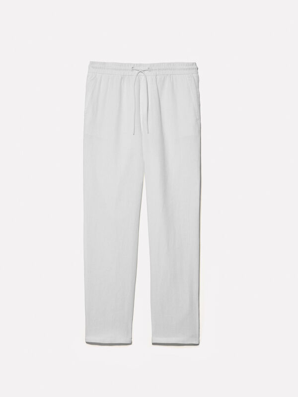 White 100% linen joggers - men's joggers | Sisley