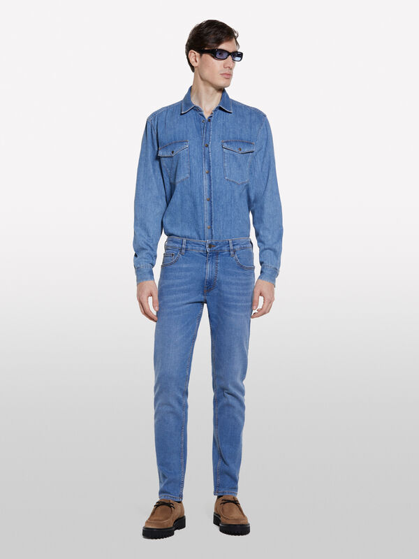 Light blue Style 73 skinny fit jeans - new collection  jeans men | Sisley