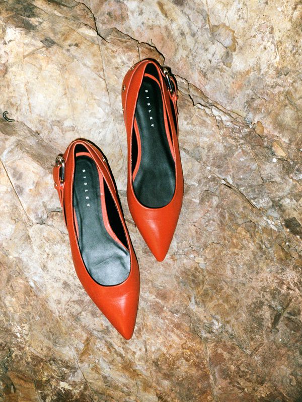 Red ballet flats with buckle - women's flat shoes | Sisley