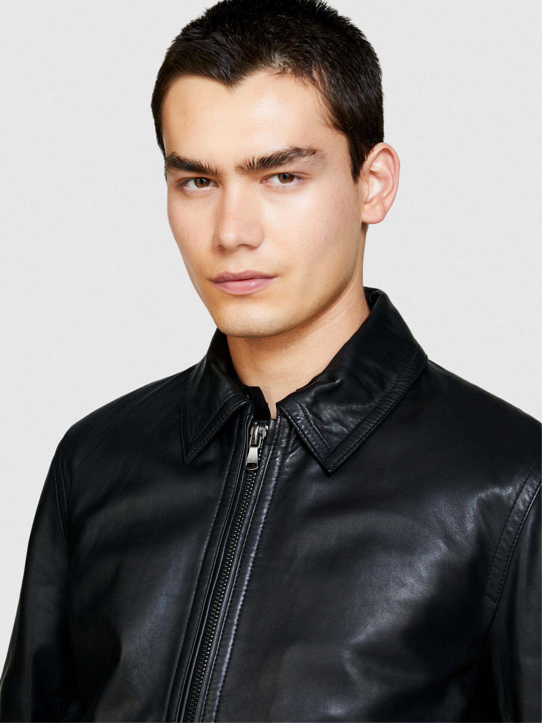 Sisley leather jacket top