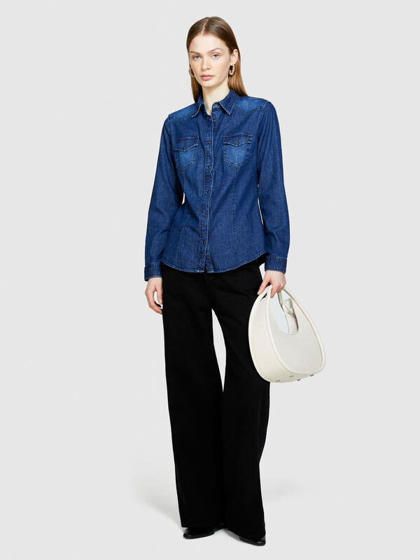 Slim fit denim shirt - women's shirts | Sisley