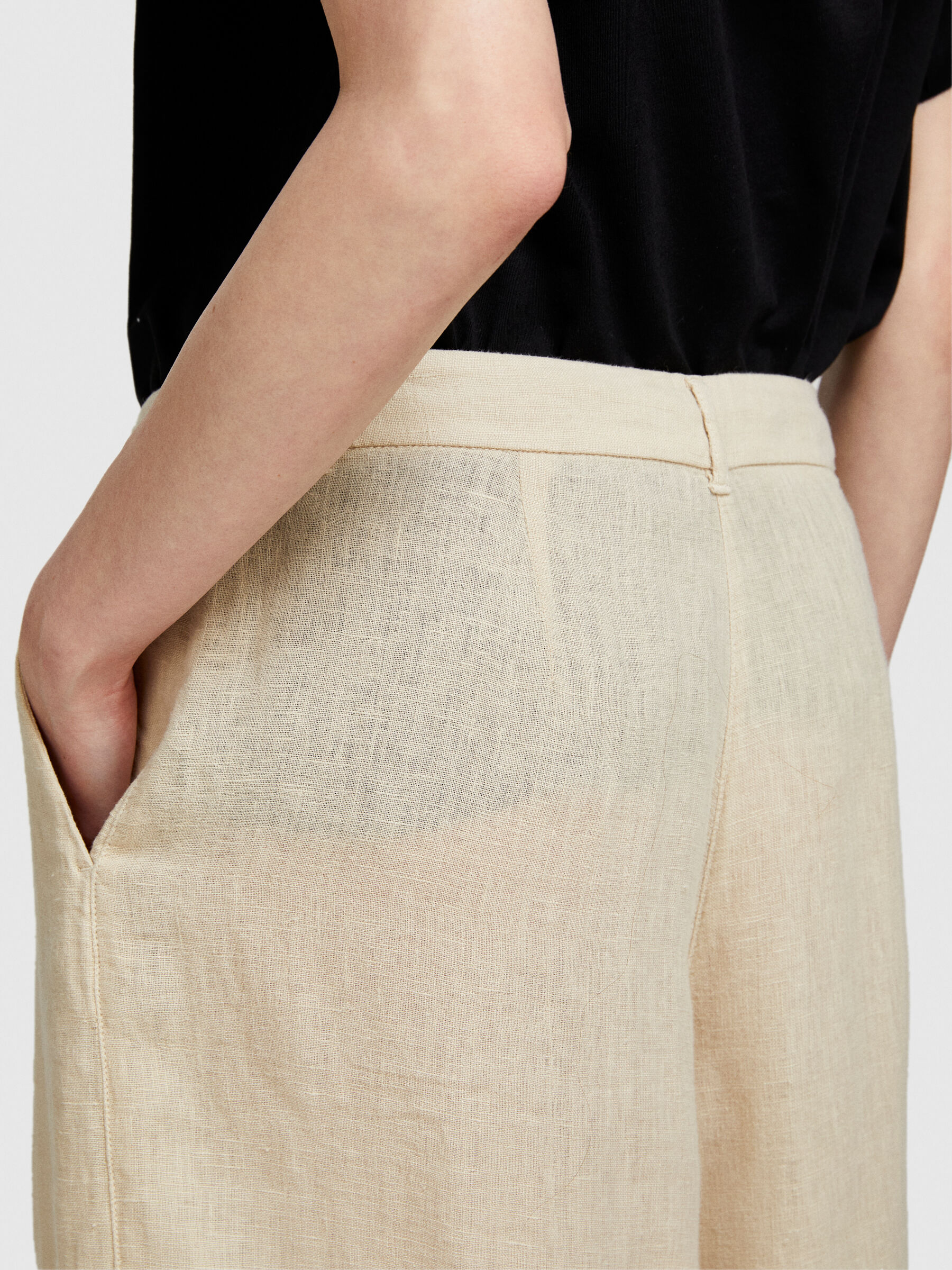 Beige linen trousers womens online