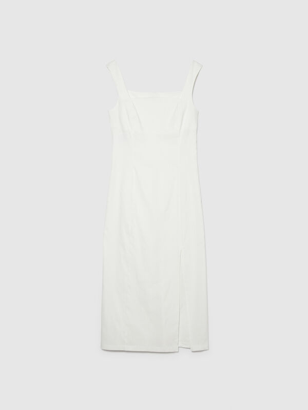 Fitted dress with slit - women's midi dresses | Sisley