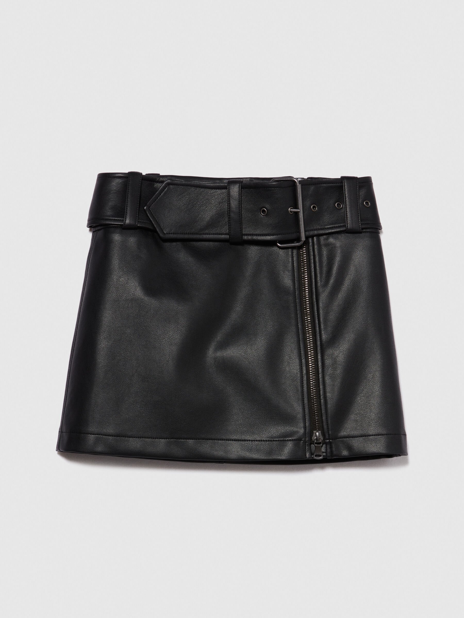 Mini skirt with maxi belt, Black - Sisley