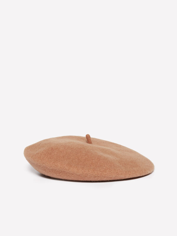 Camel beret in wool - women's hats | Sisley