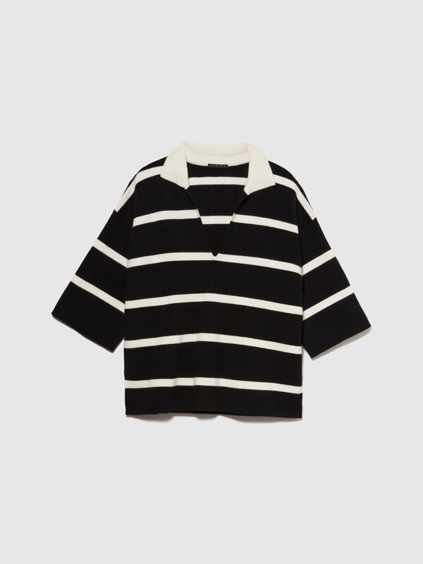 Striped maxi polo - women's v-neck sweaters | Sisley