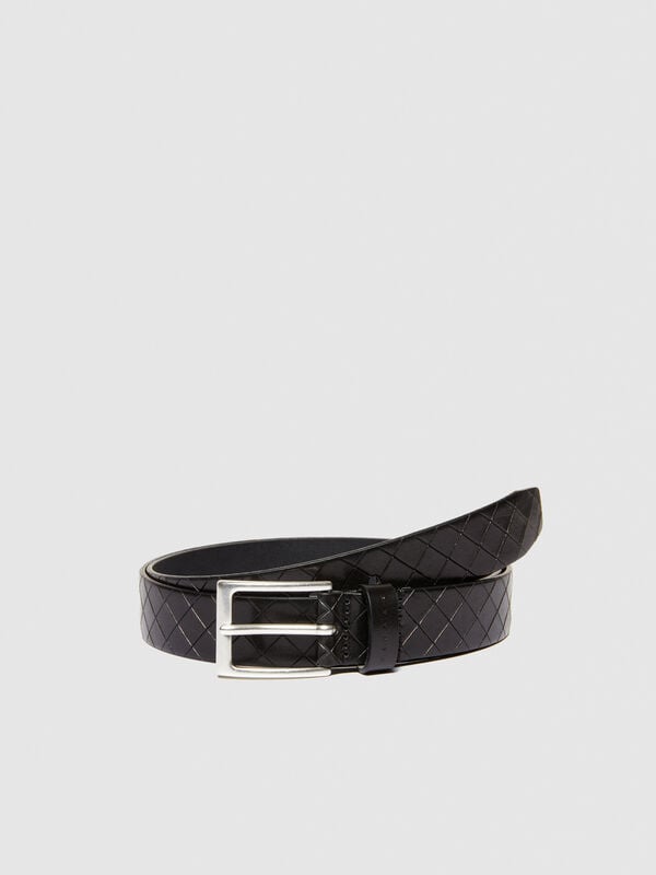 Leather belt with braiding - men's belts | Sisley