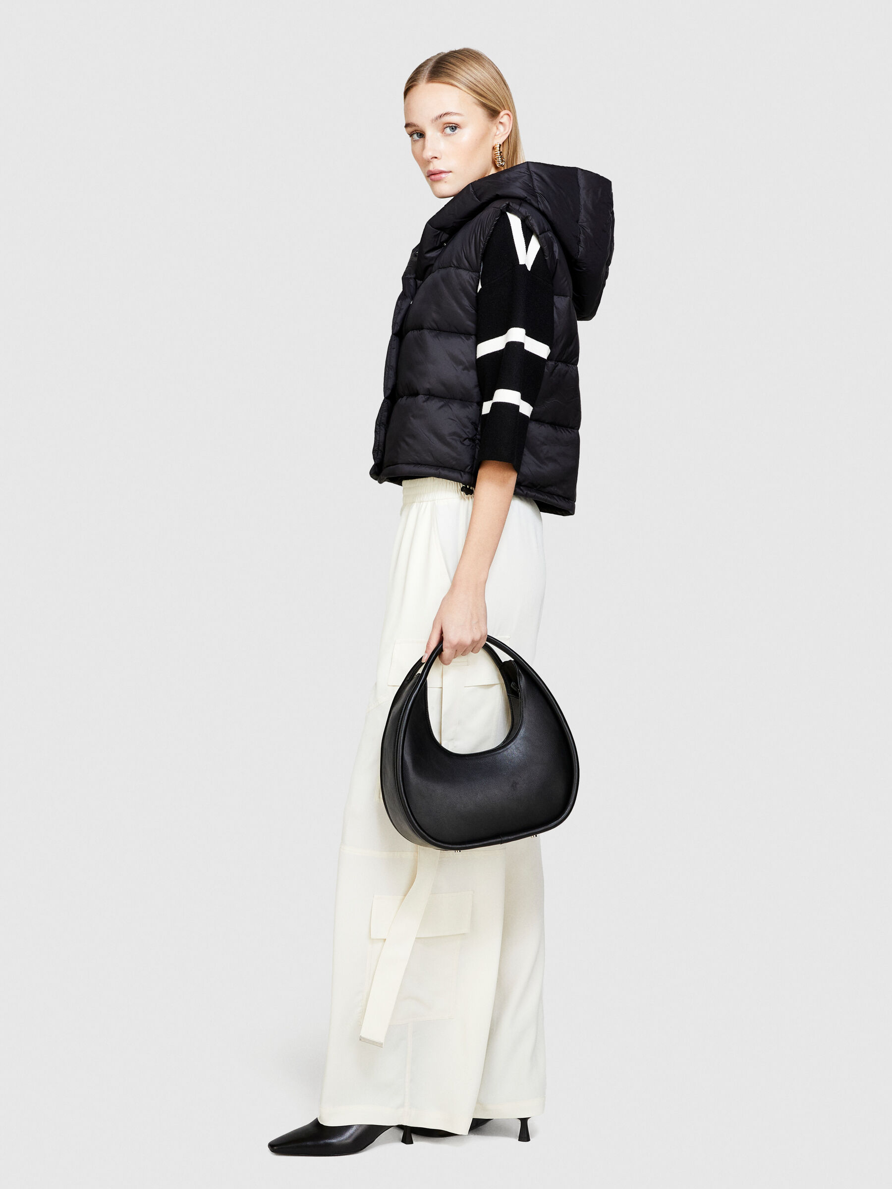Sleeveless jacket with hood, Black - Sisley Sleeveless jacket with hood, Black - Sisley