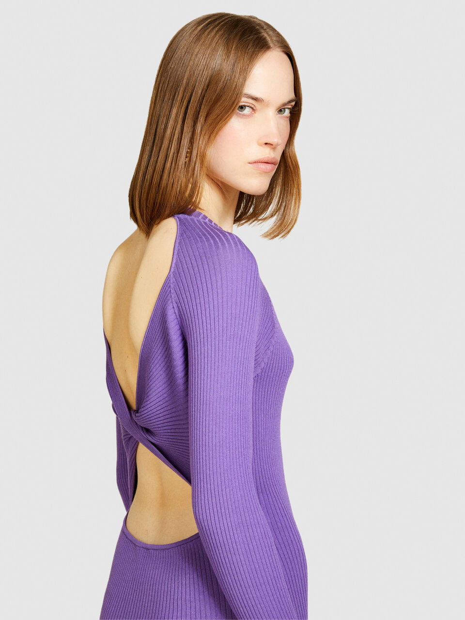 Knitted dress with crossover Women image number null