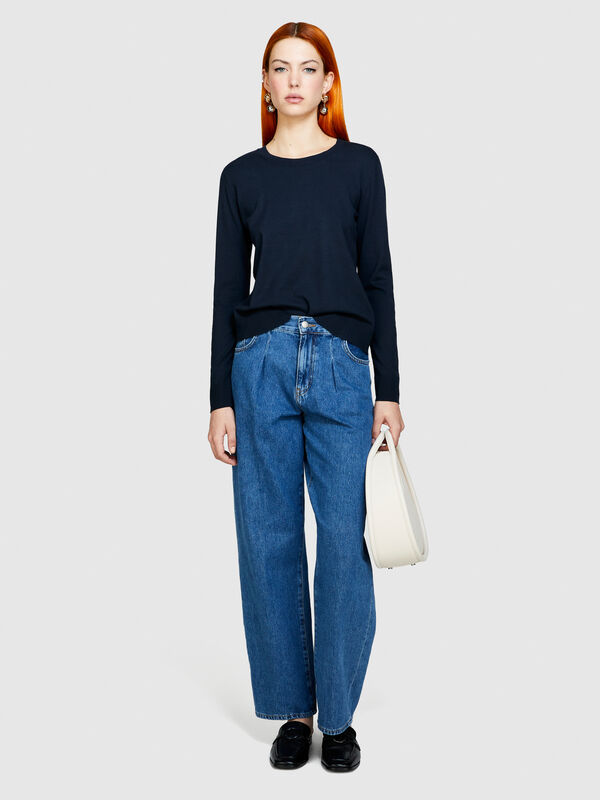 Solid colored sweater - women's crew neck sweaters | Sisley