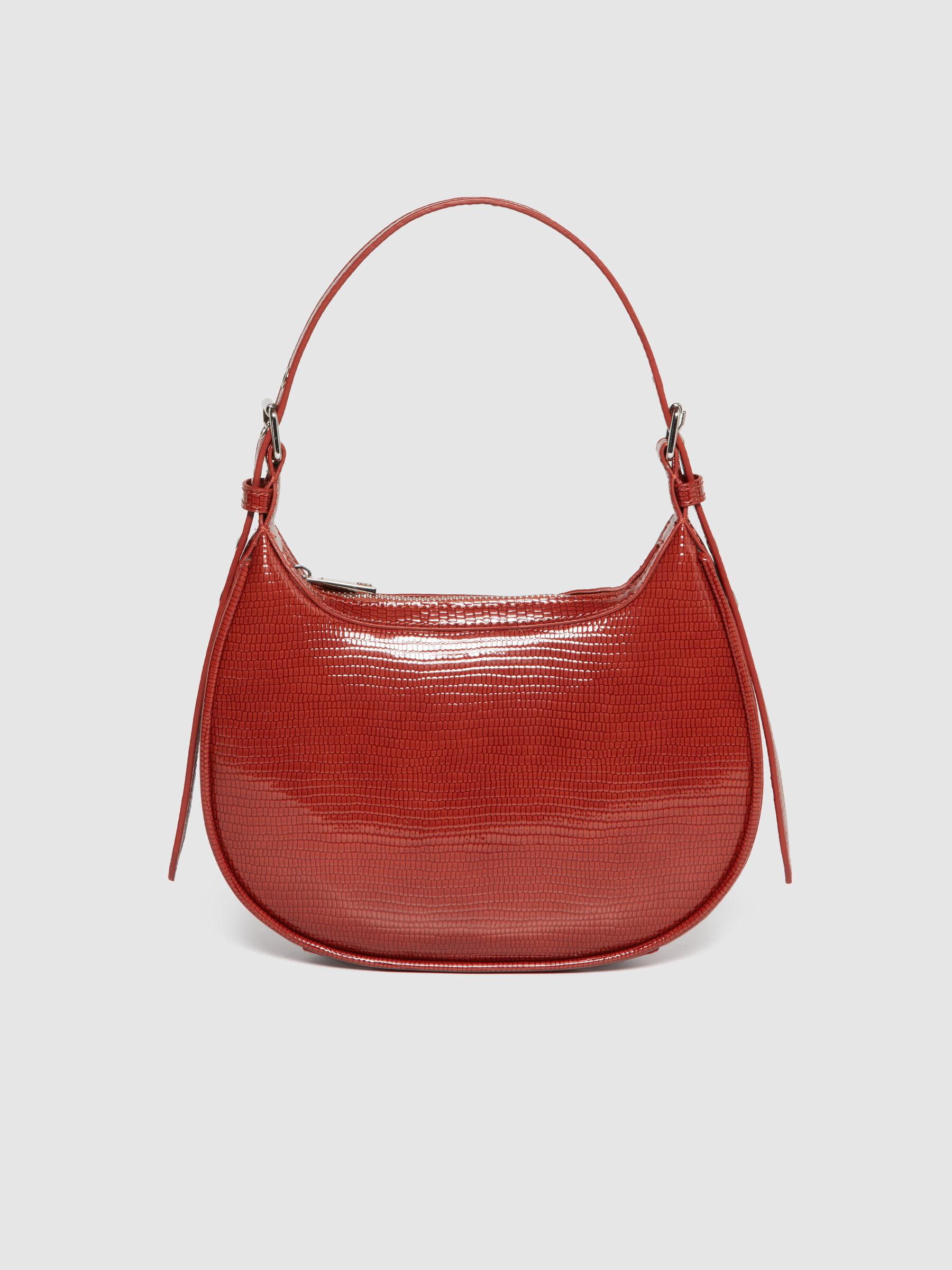 UNITED COLORS OF BENETTON Croc-Embossed Satchel Bag For Women (Red, FS)