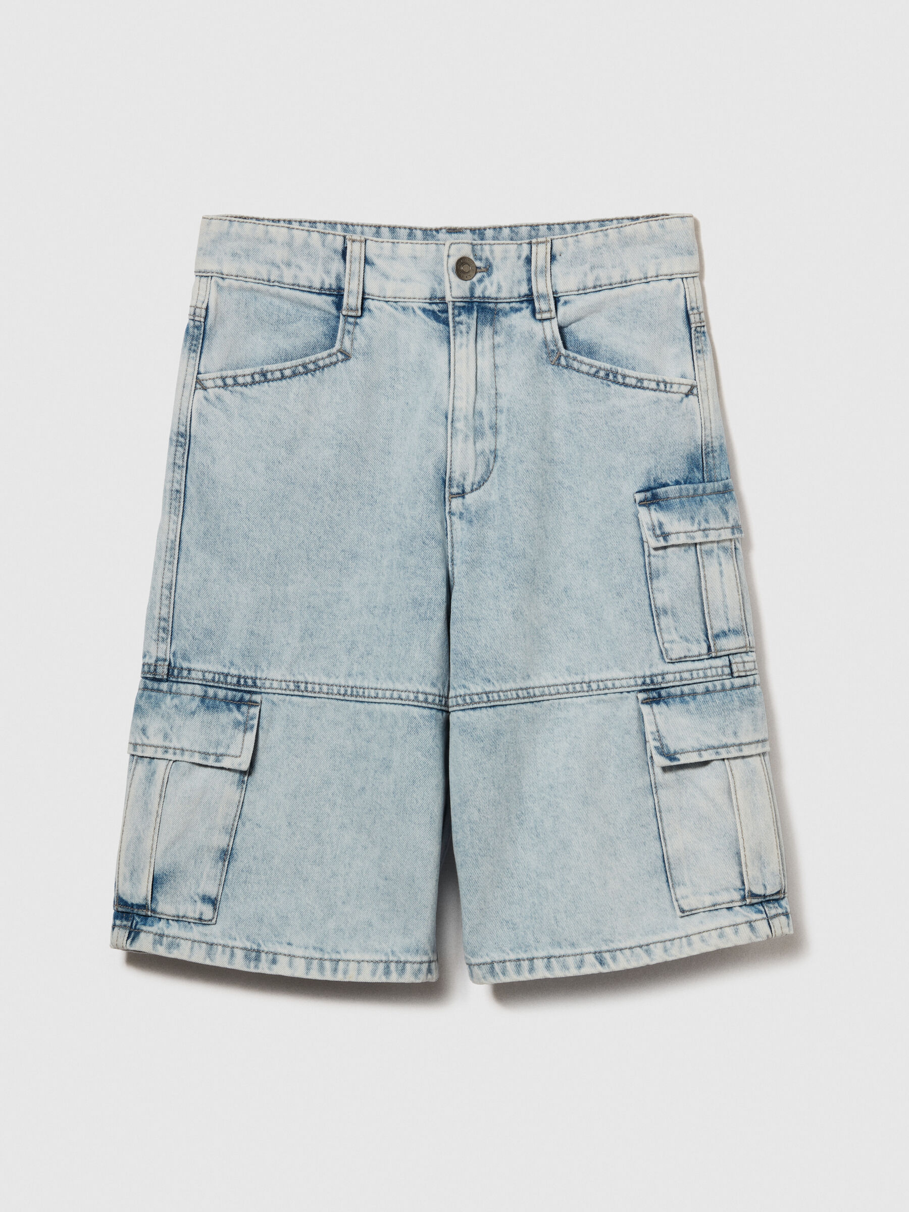 Denim bermudas with pockets Junior Boy image number null