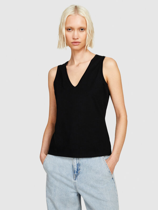 Tank top in 100% cotton - women's tops | Sisley