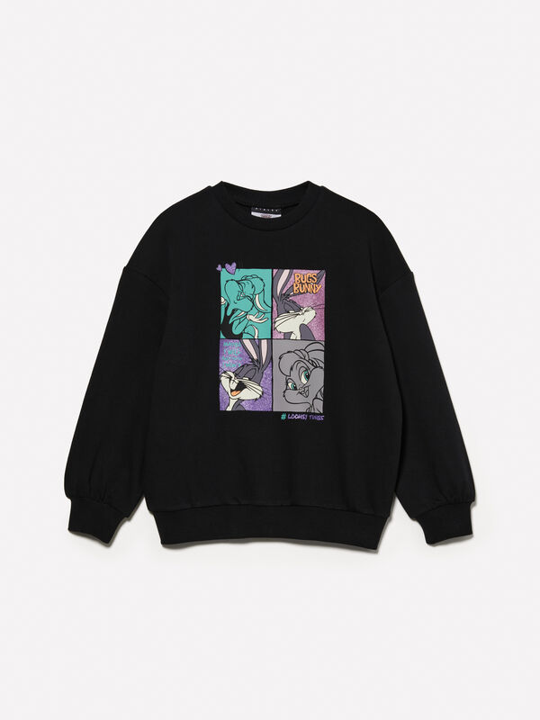 Black sweatshirt with ©Looney Tunes print - girls' knitwear | Sisley Young