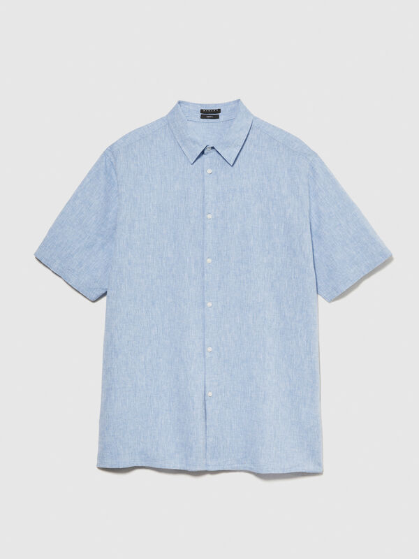 Short sleeve shirt in linen blend - men's regular fit shirts | Sisley
