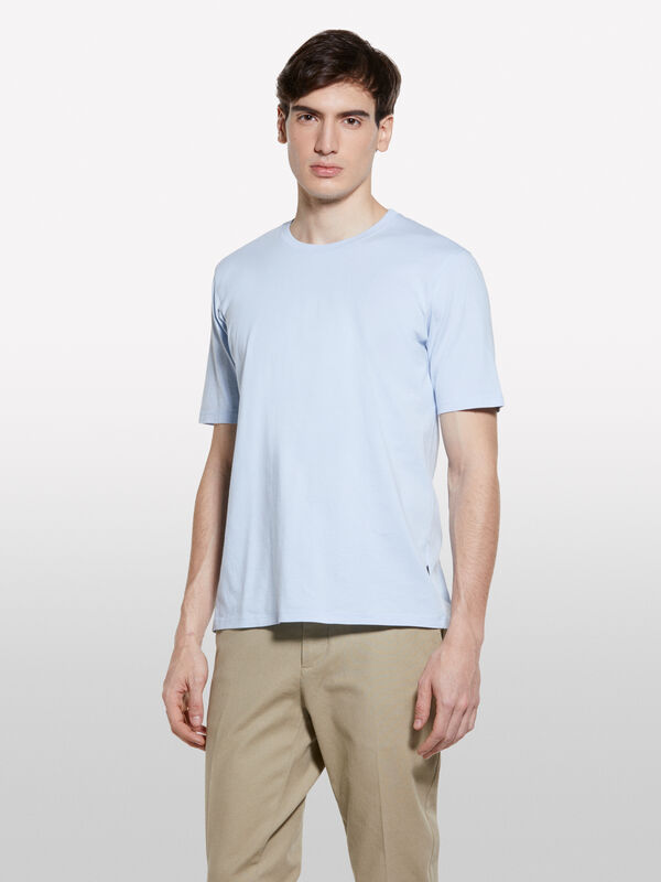 Blue regular fit short sleeve t-shirt - men's short sleeve t-shirts | Sisley