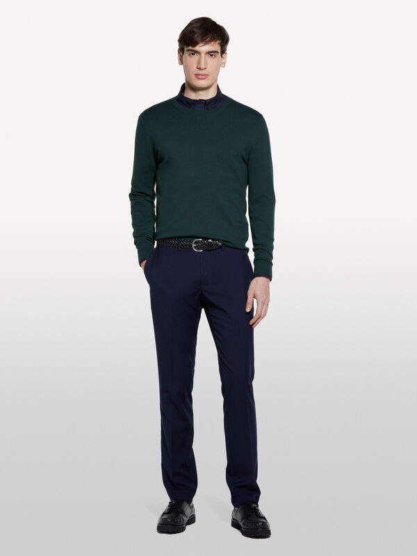 Dark green regular fit sweater - men's crew neck sweaters | Sisley
