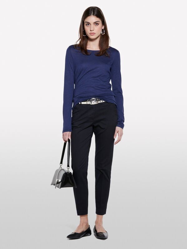 Dark blue long sleeve t-shirt Dark blue long sleeve t-shirt - women's long sleeve t-shirts | Sisley