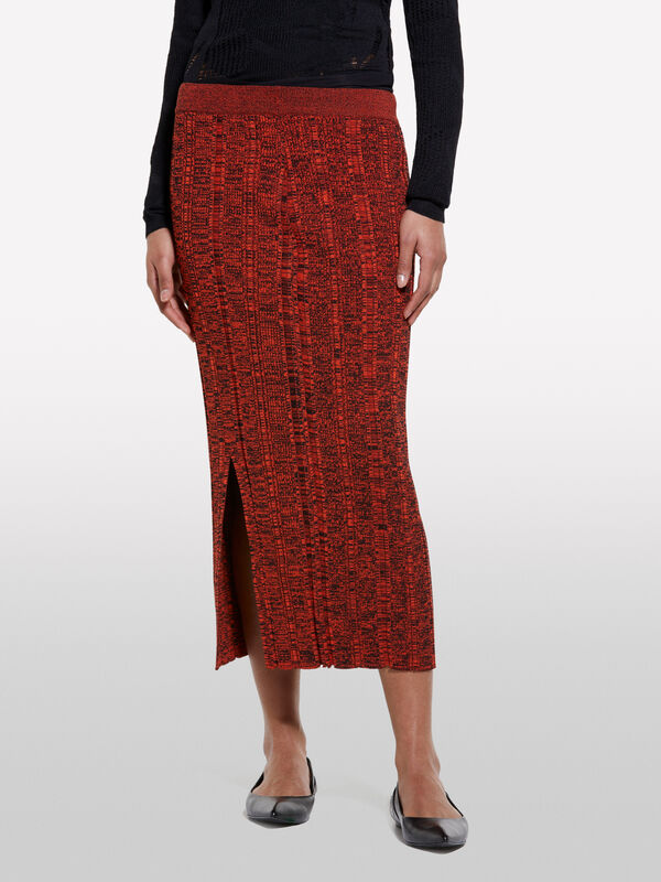 Red knit skirt - women's midi skirts | Sisley