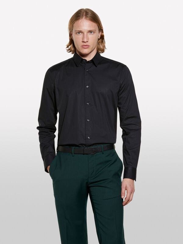 Black slim fit shirt - men's slim fit shirts | Sisley