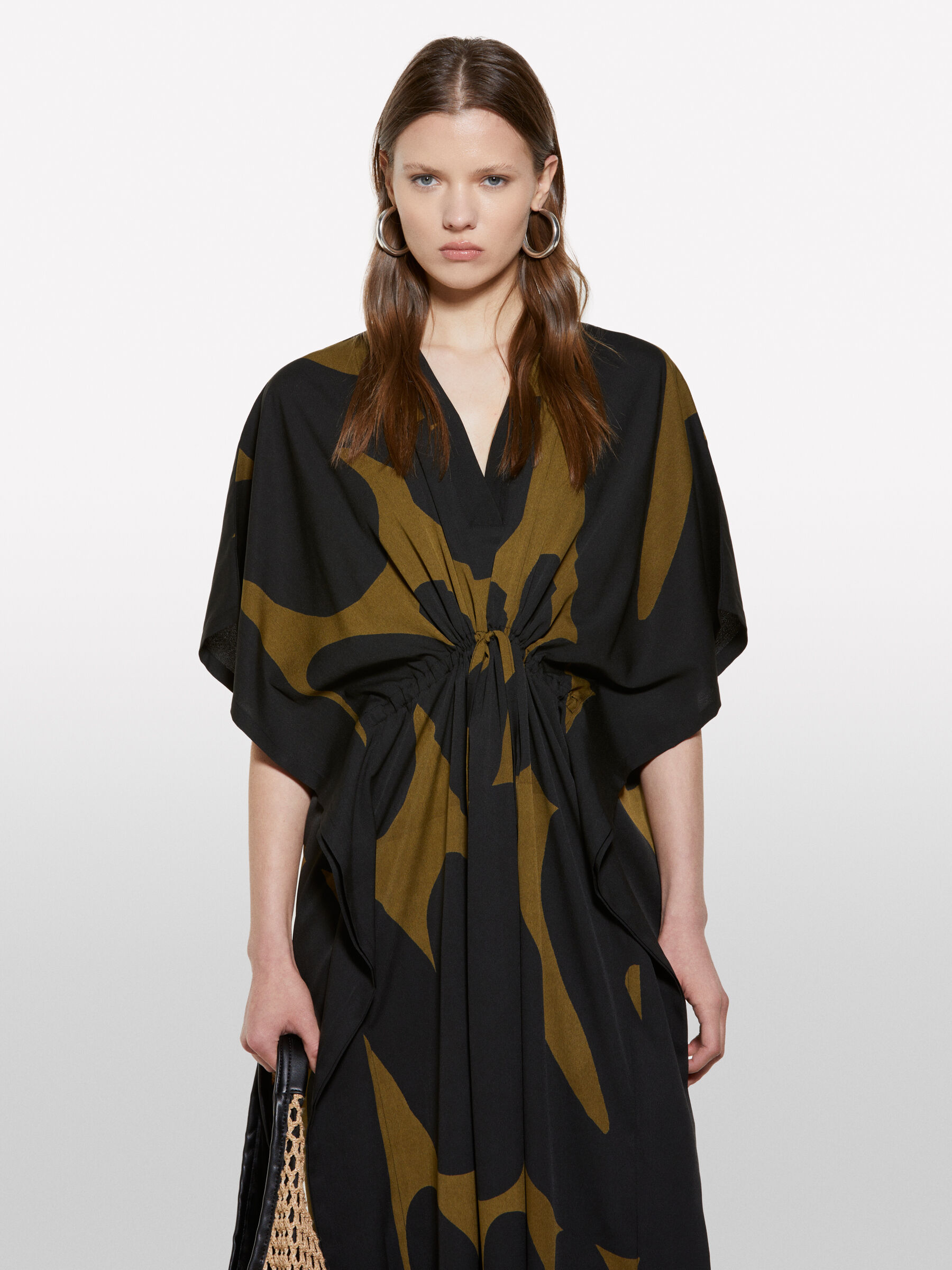 新品未使用 Many way frill dress ブラック Lサイズ Dark long printed kaftan, Military Green - Sisley