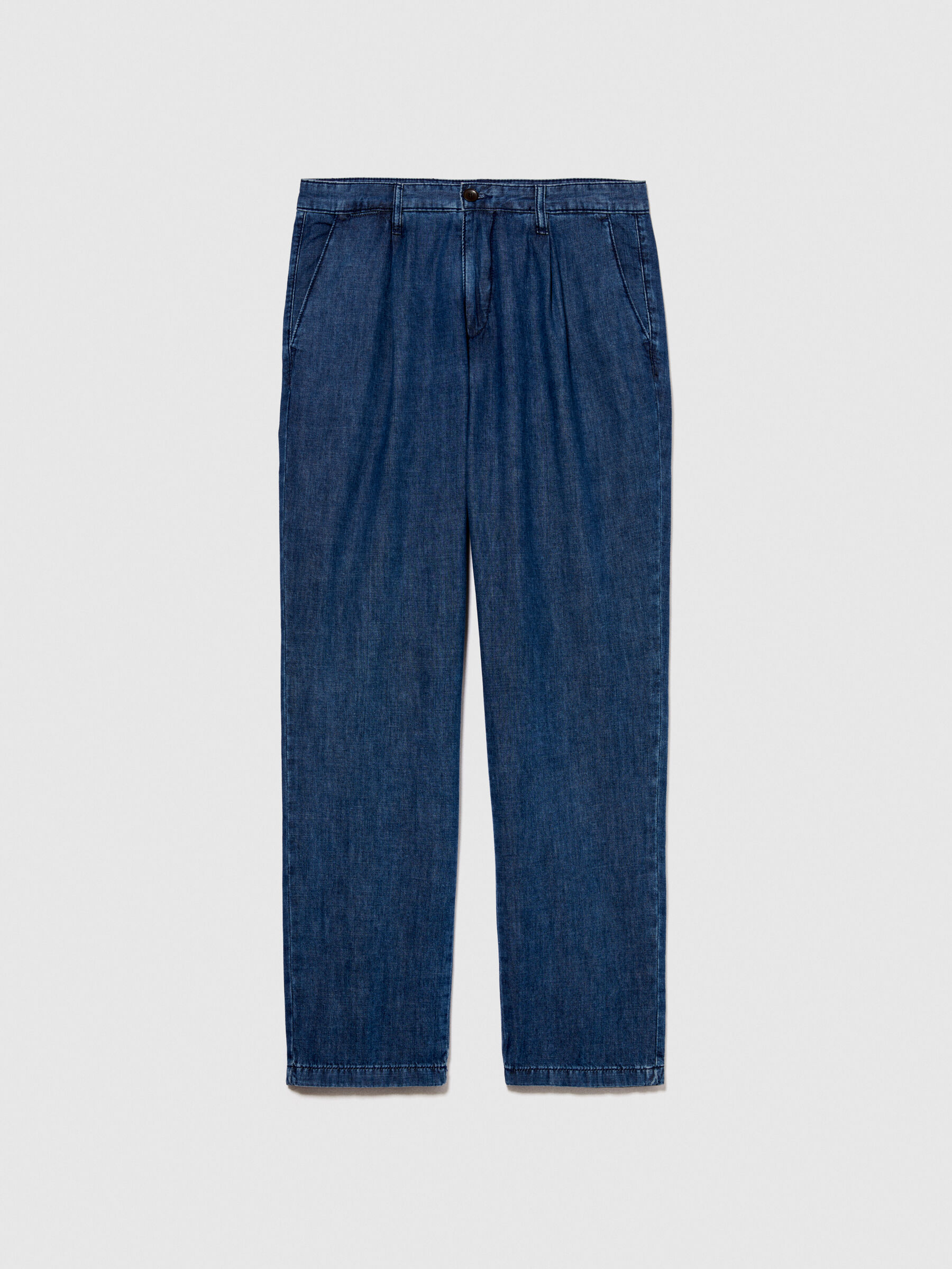 Trousers in chambray, Blue - Sisley