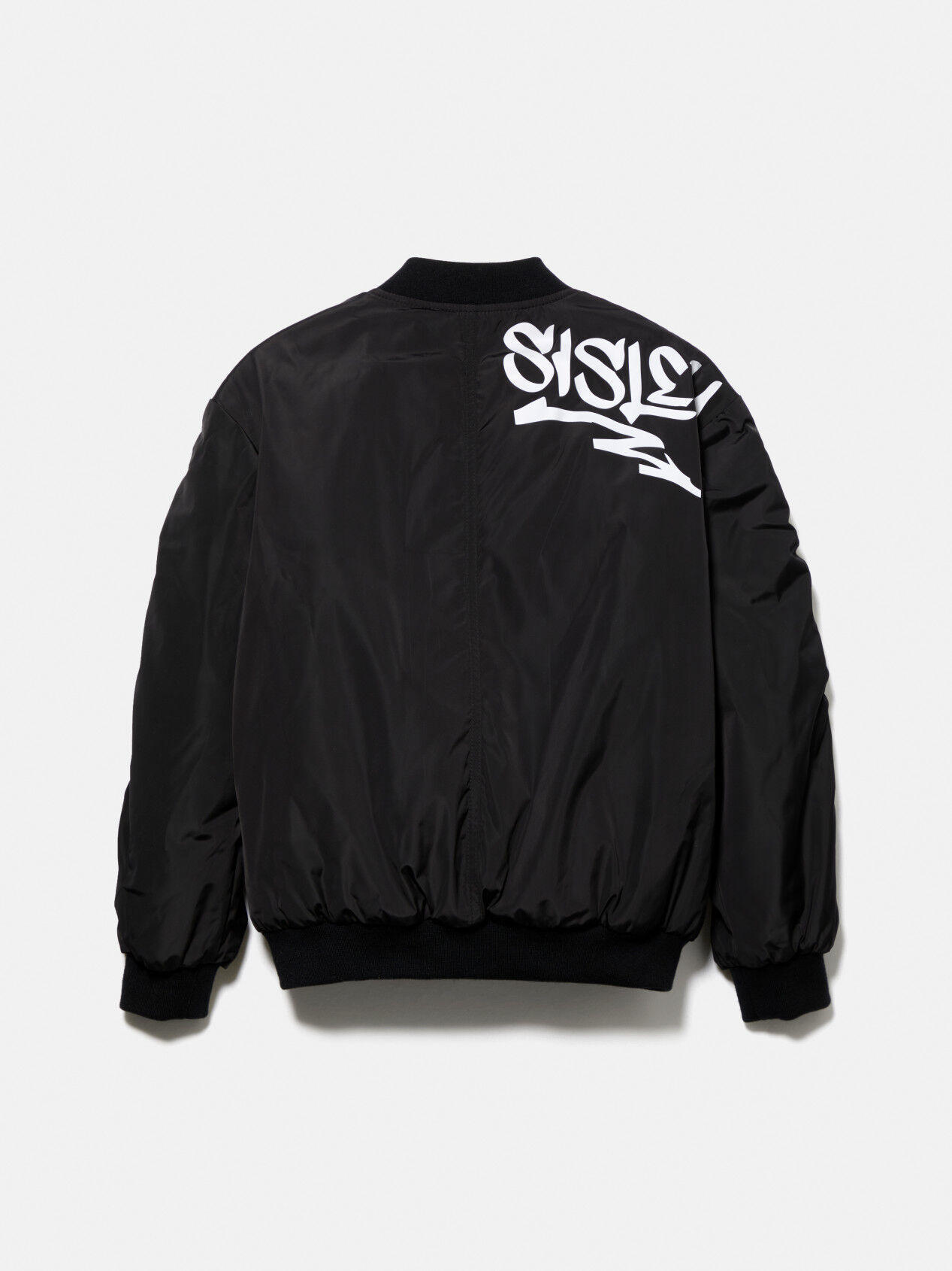 Padded bomber jacket with graffiti print Black Sisley