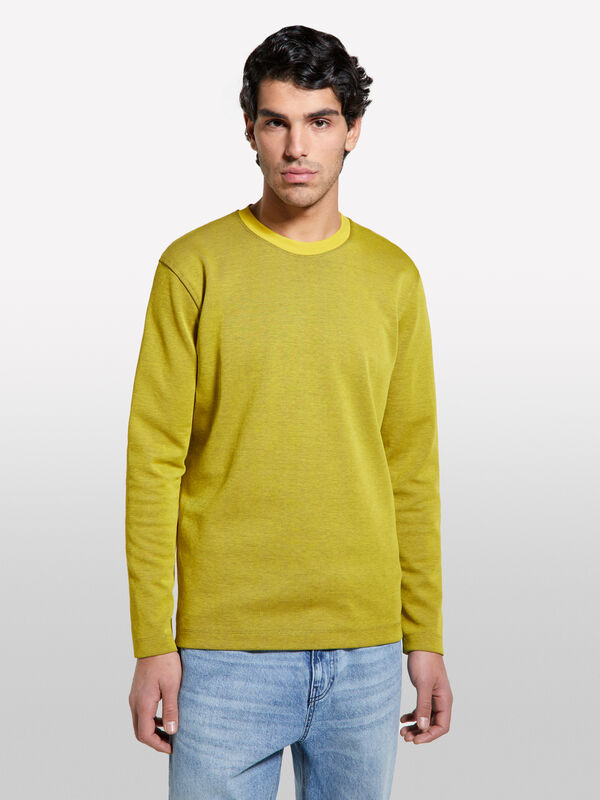 Yellow long sleeve t-shirt with patch - men's long sleeve t-shirts | Sisley