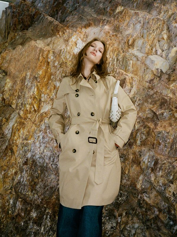 Camel slim fit trench coat - women's trench coats & rain coats | Sisley