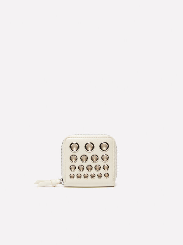Cream white small coin purse with eyelets - women's wallets | Sisley
