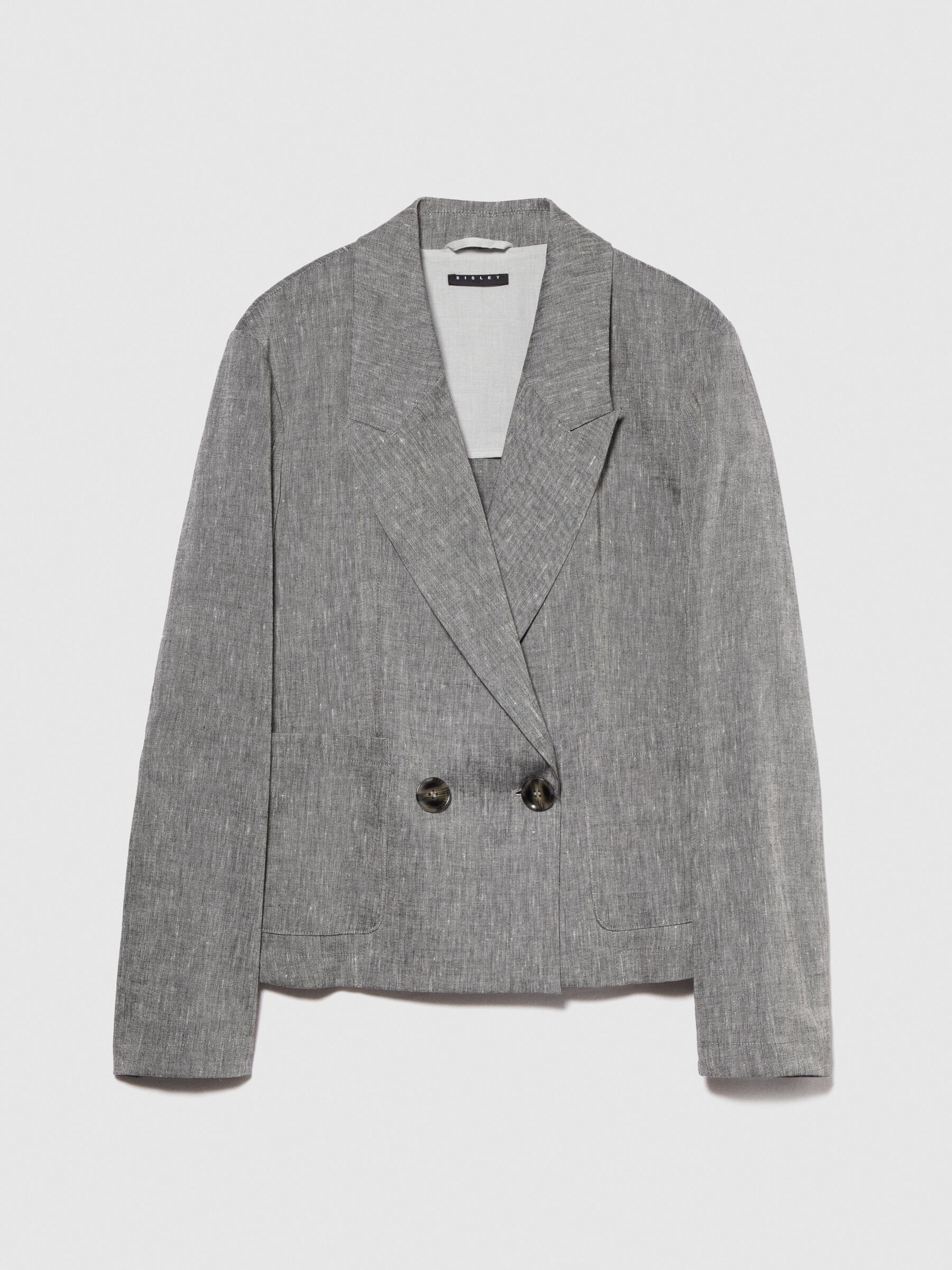【★安心の定価販売★】 fit comfort Double-breasted blazer, Sisley - Gray テーラードジャケット