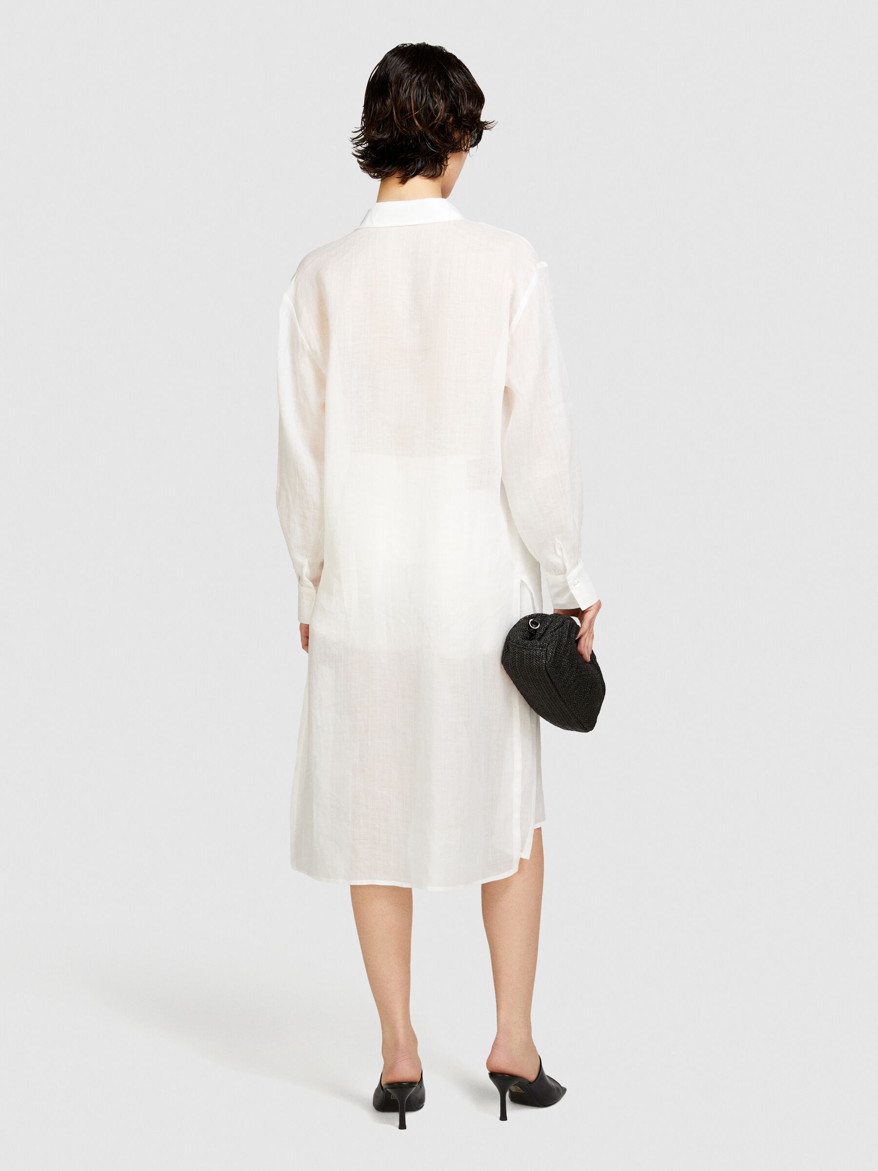 Ramie maxi shirt, White - Sisley Ramie maxi shirt, White - Sisley