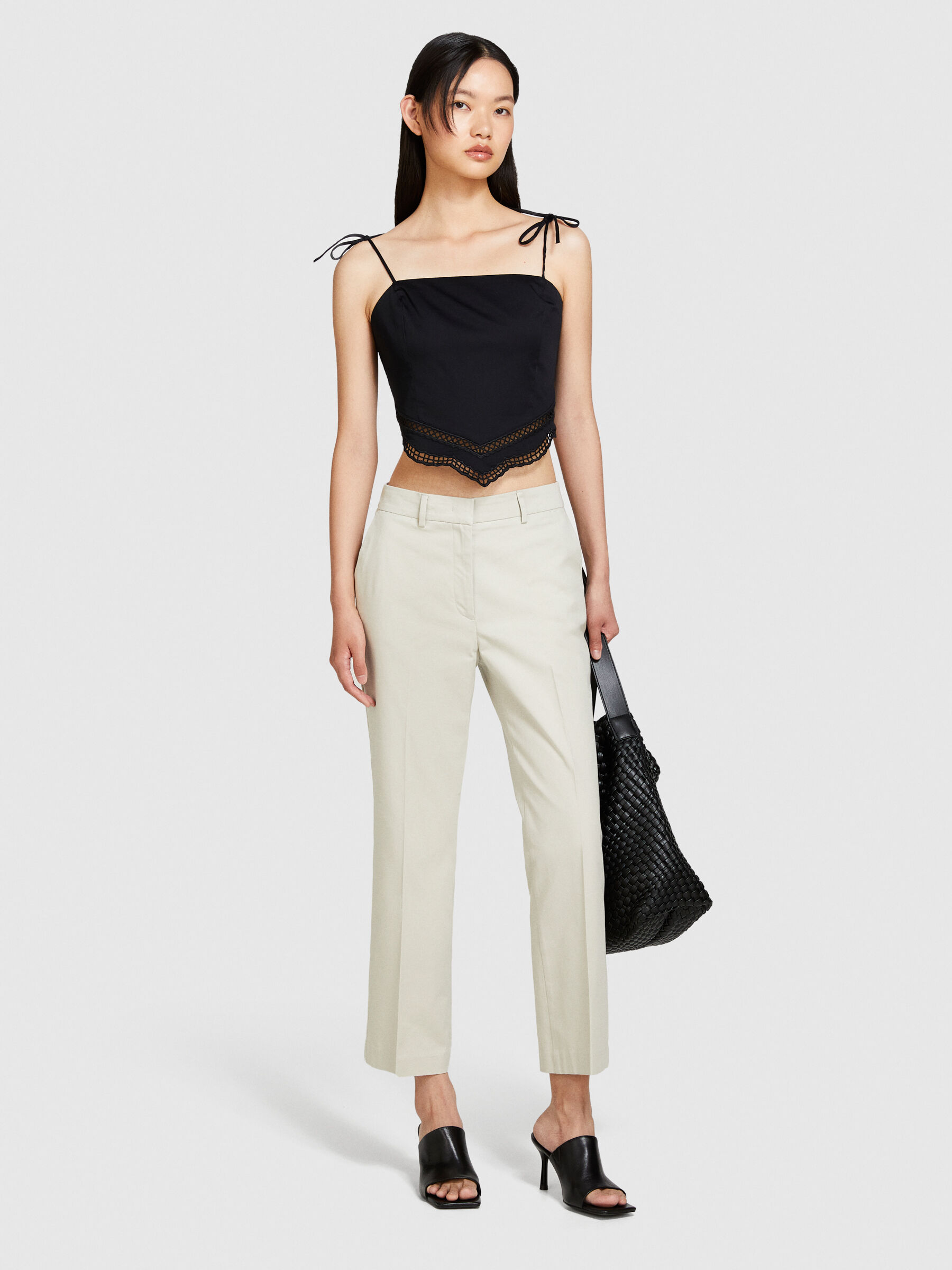 High-waisted trousers, Beige - Sisley