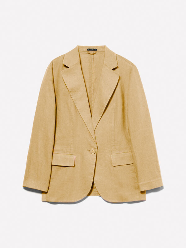 Mustard 100% linen blazer - women's blazers | Sisley