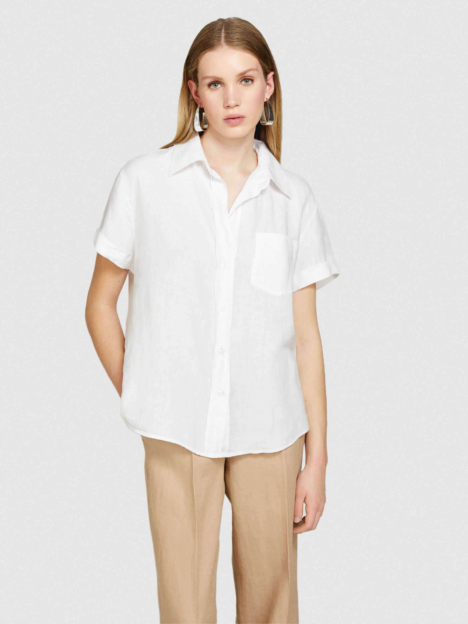 Short sleeve 100% linen shirt Women image number null