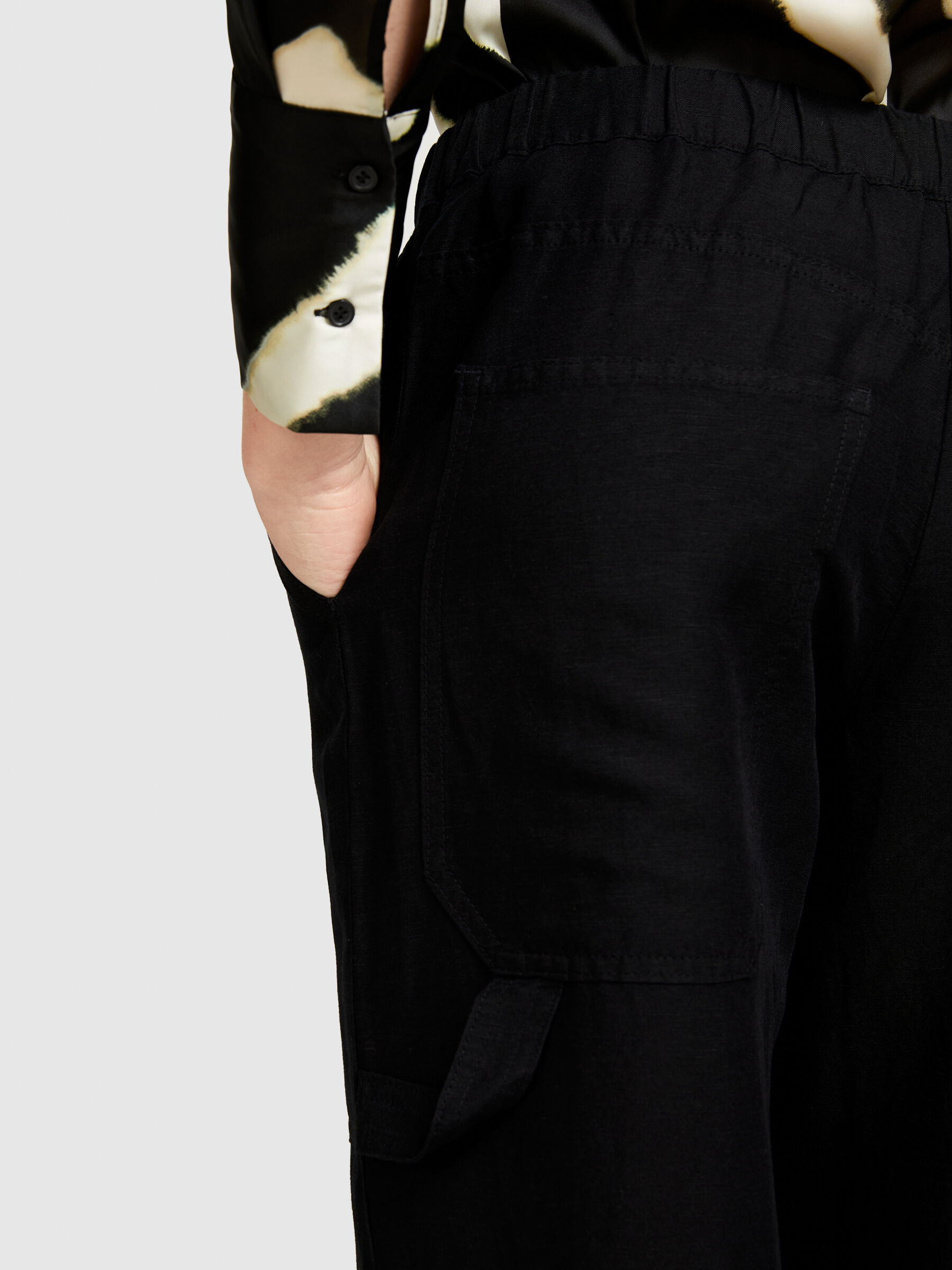 Linen blend cargo trousers Women image number null