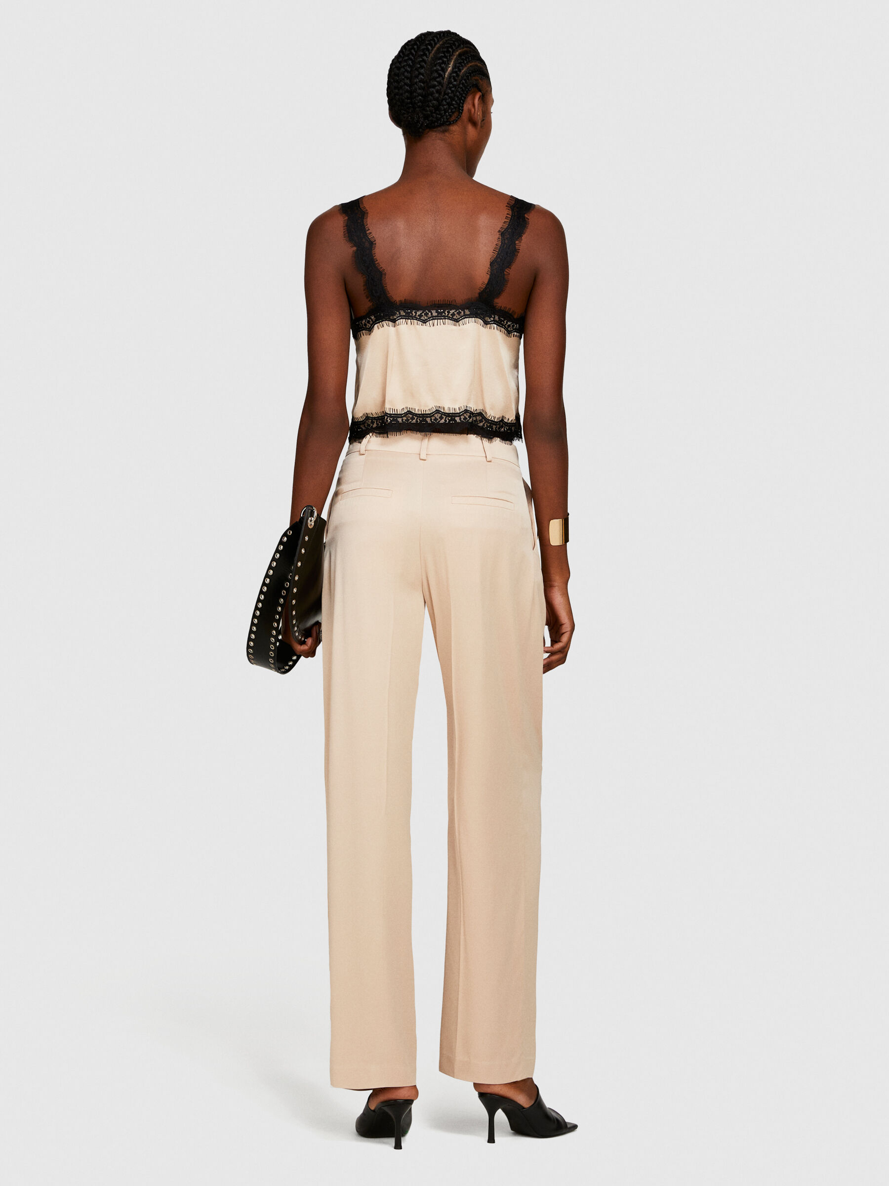 Satin top with lace Women image number null